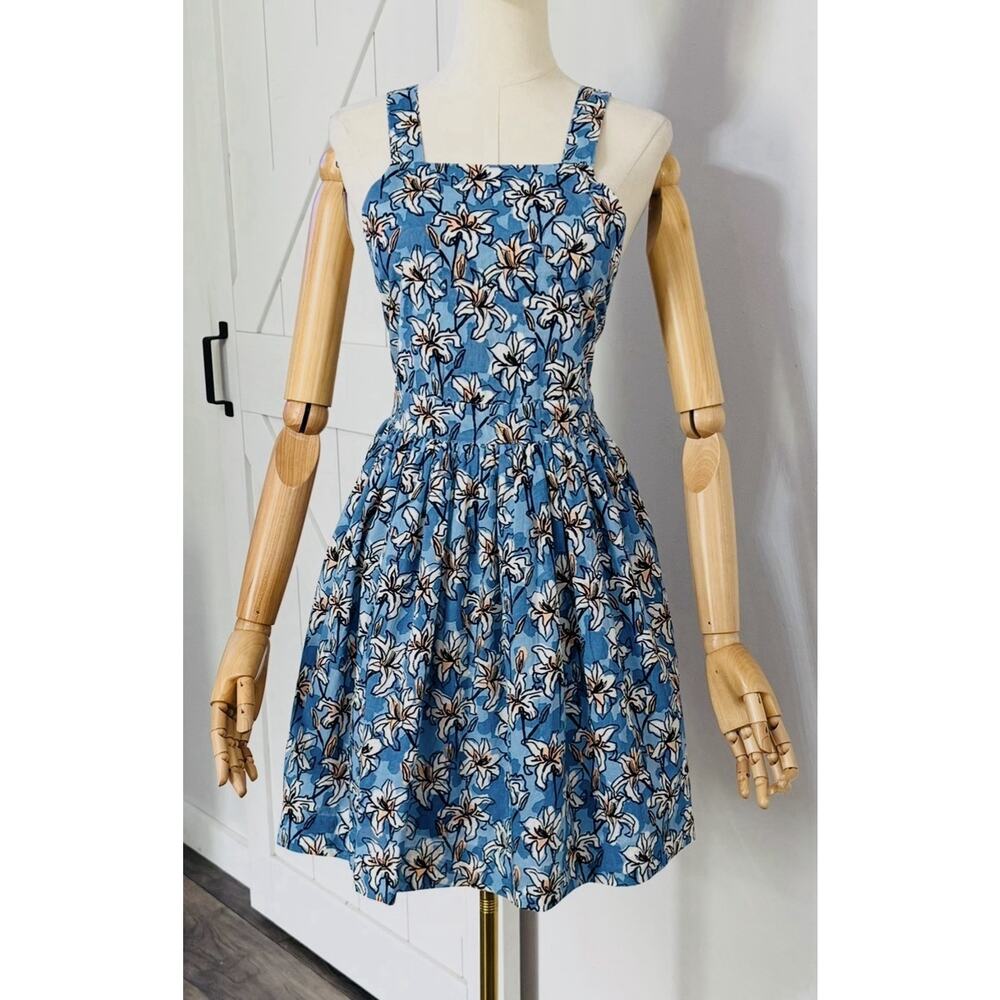 NWT Ro's Garden Little Girls Size 10 OLGA Dress FLORAL LIGHT BLUE Cotton
